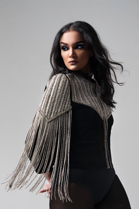 Beaded fringe jacket best sale