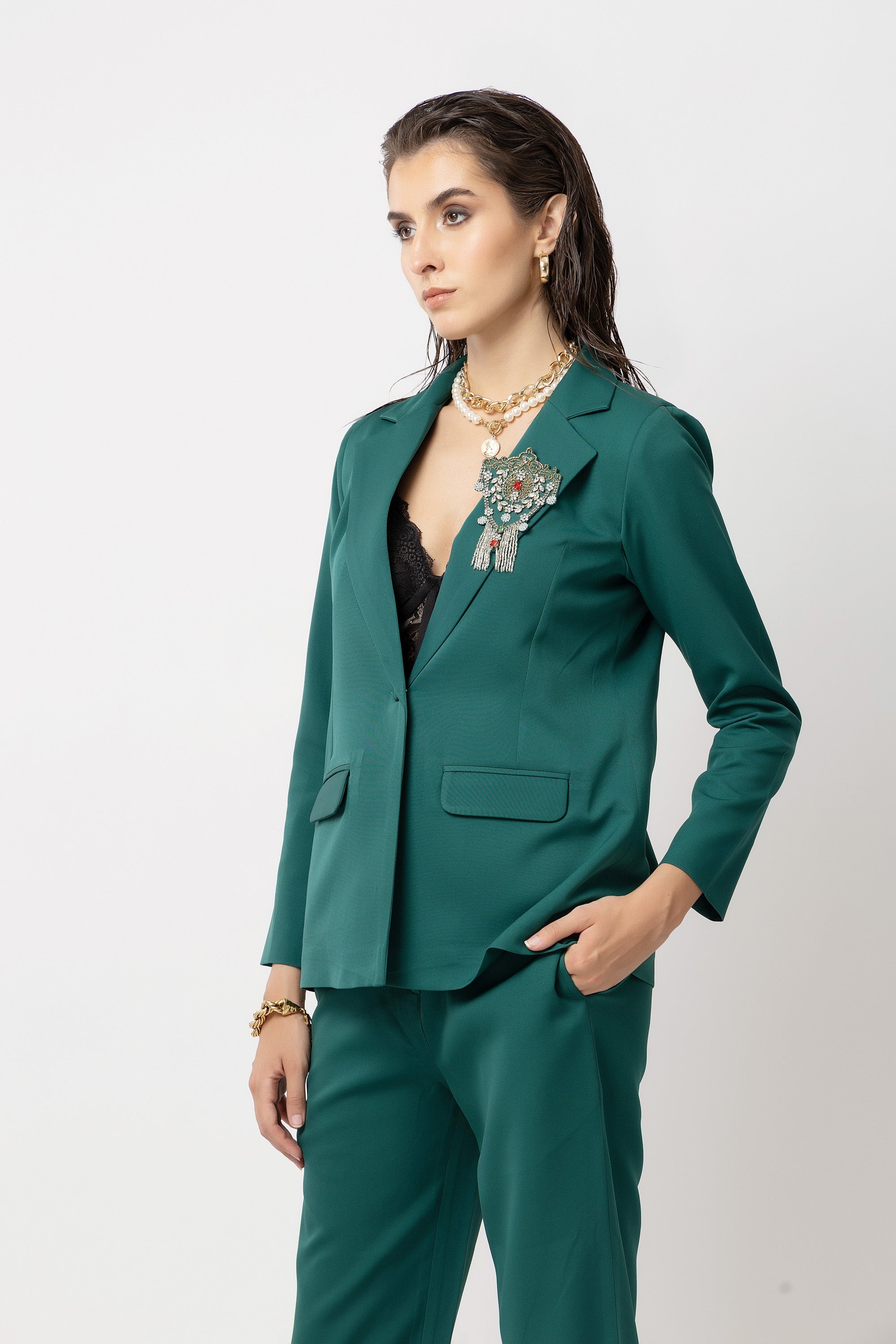 Urban Edge Green Blazer - Diwaah.com