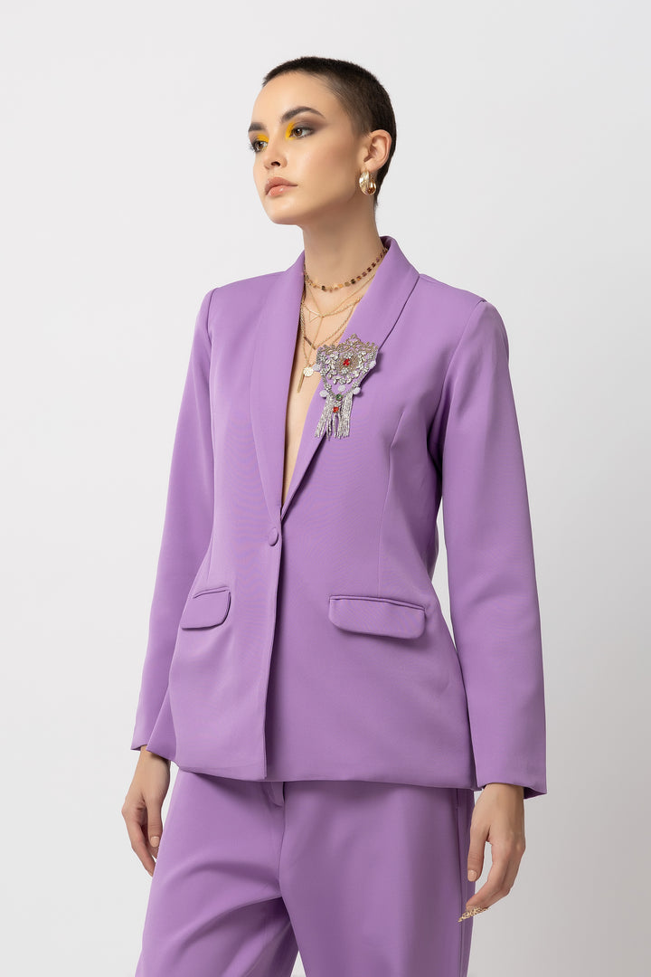 Flair Finesse Lavender Blazer - Diwaah.com