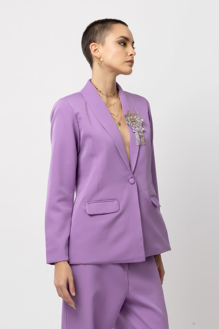 Flair Finesse Lavender Blazer - Diwaah.com