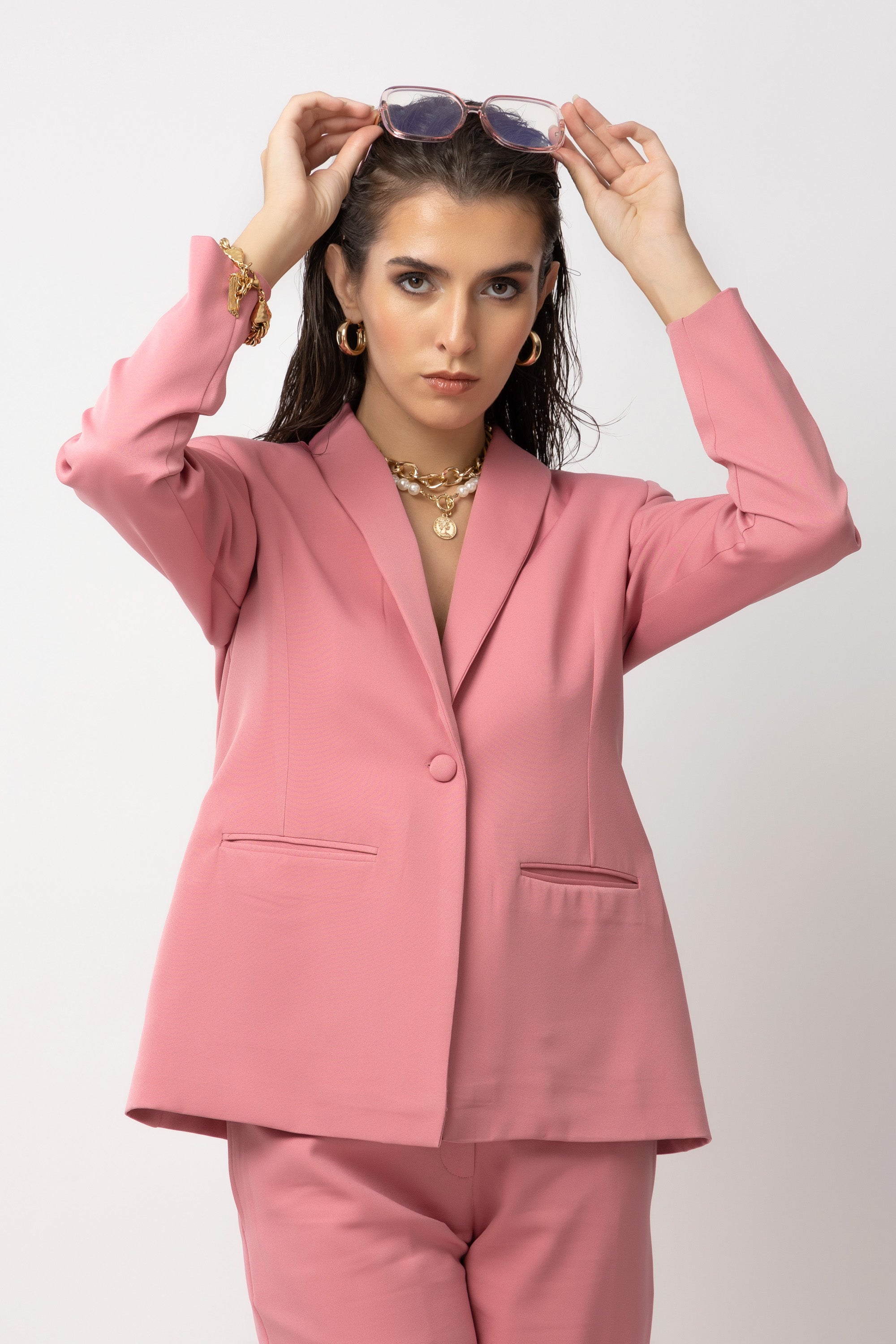 Flair Finesse Pink Blazer - Diwaah.com