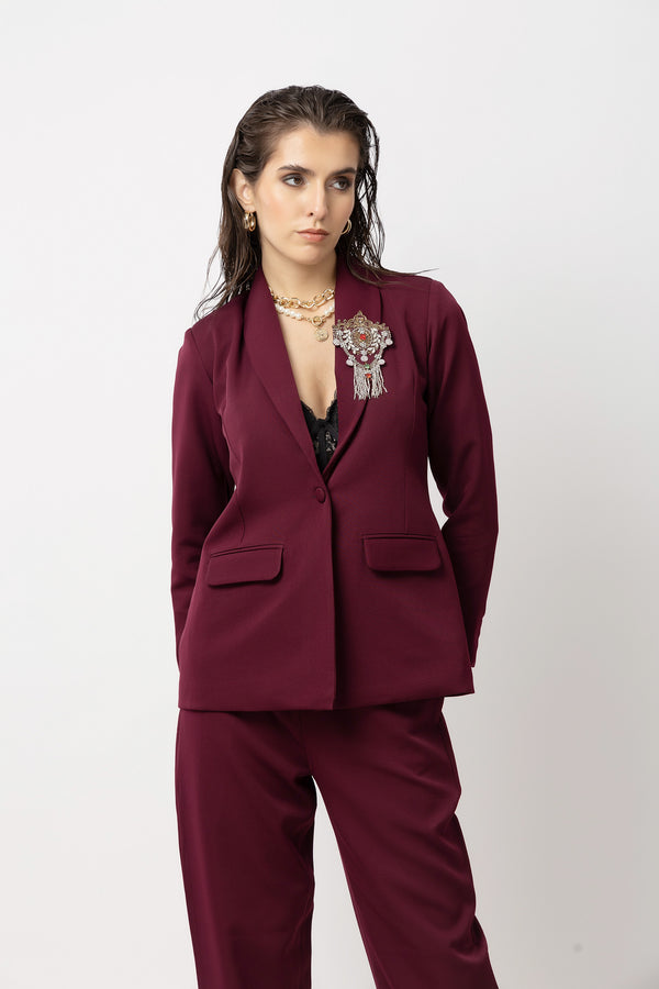 Flair Finesse Wine Blazer - Diwaah.com