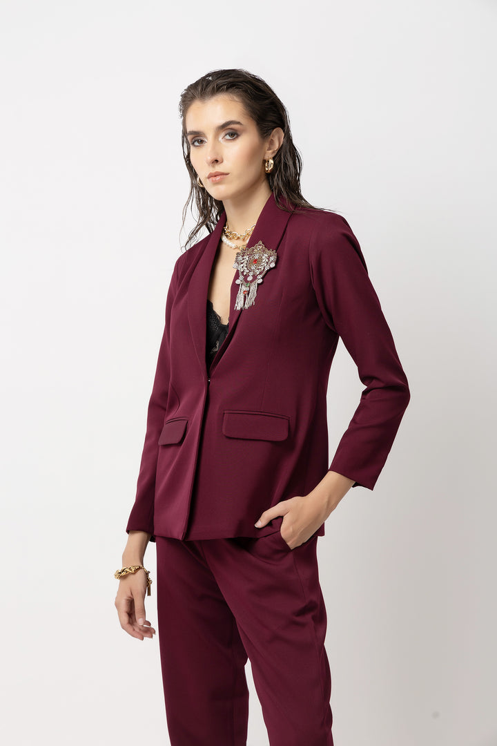 Flair Finesse Wine Blazer - Diwaah.com