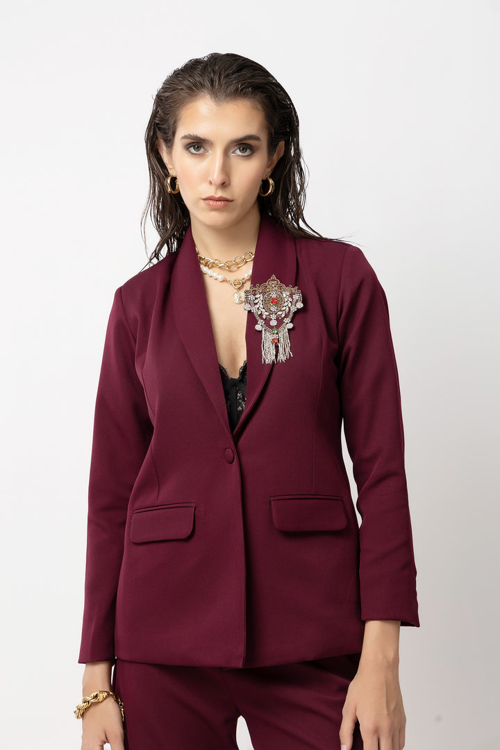 Flair Finesse Wine Blazer - Diwaah.com