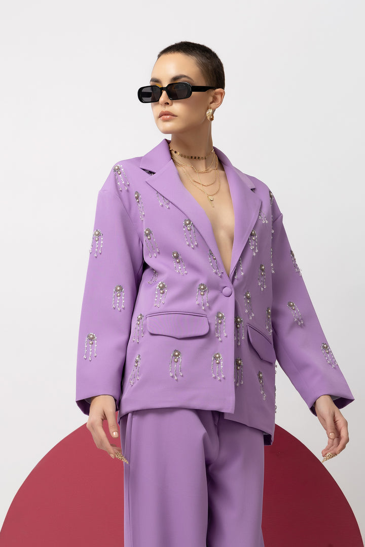 Elle Elegance Lavender Blazer - Diwaah.com