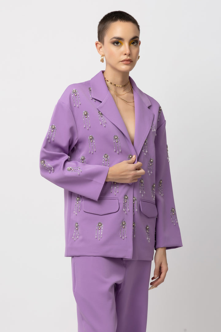 Elle Elegance Lavender Blazer - Diwaah.com