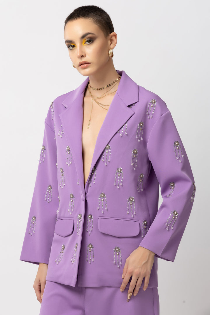 Elle Elegance Lavender Blazer - Diwaah.com