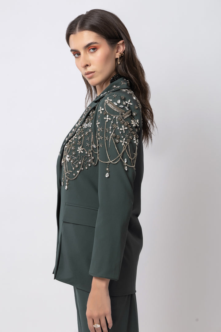 Vogue Verve Dark Green Blazer - Diwaah.com