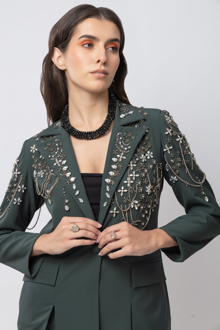 Vogue Verve Dark Green Blazer - Diwaah.com