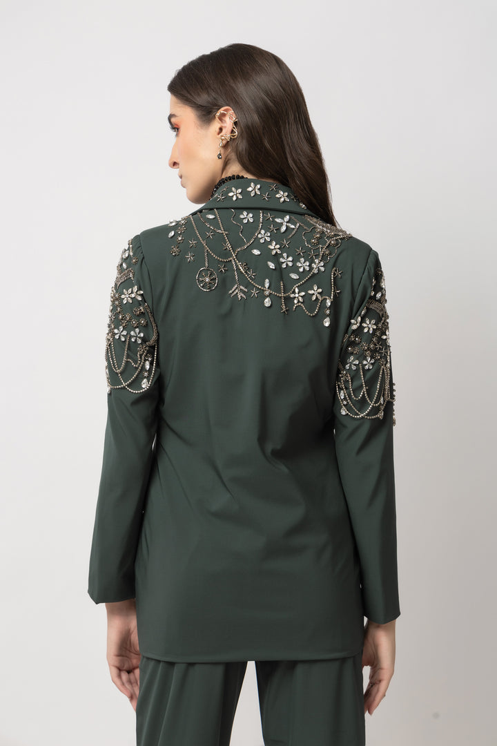 Vogue Verve Dark Green Blazer - Diwaah.com