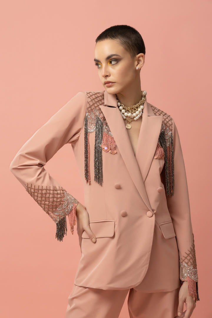 Classique Clique Peach Blazer - Diwaah.com