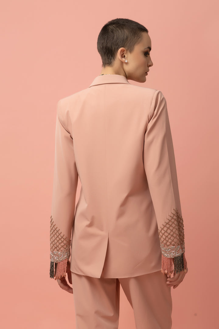 Classique Clique Peach Blazer - Diwaah.com