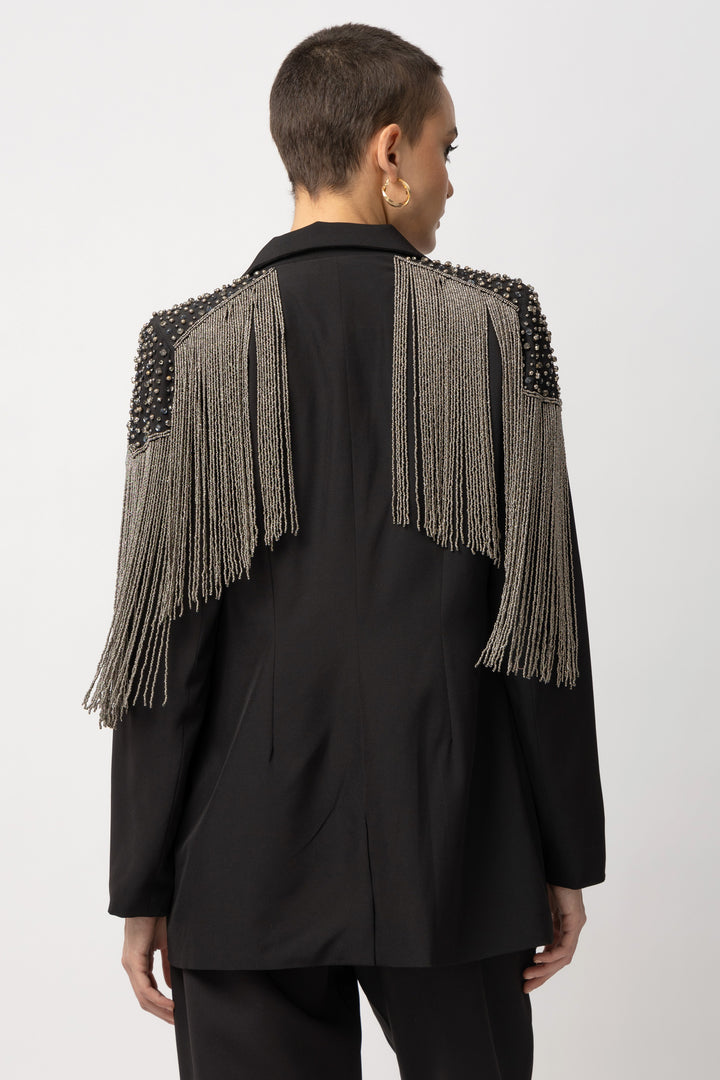 Phoenix Fringe Black Blazer - Diwaah.com