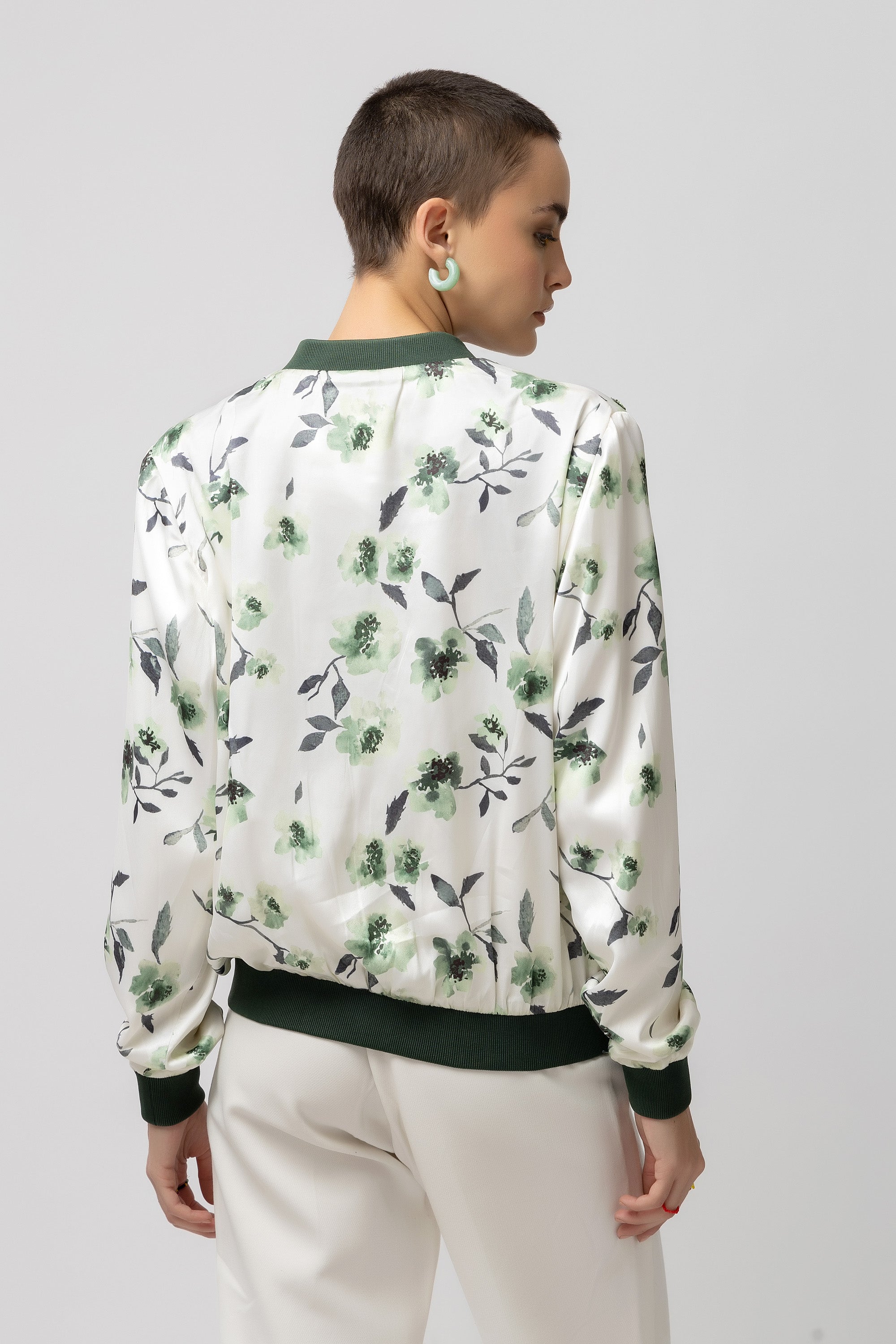 Island Oasis White Bomber Jacket - Diwaah.com