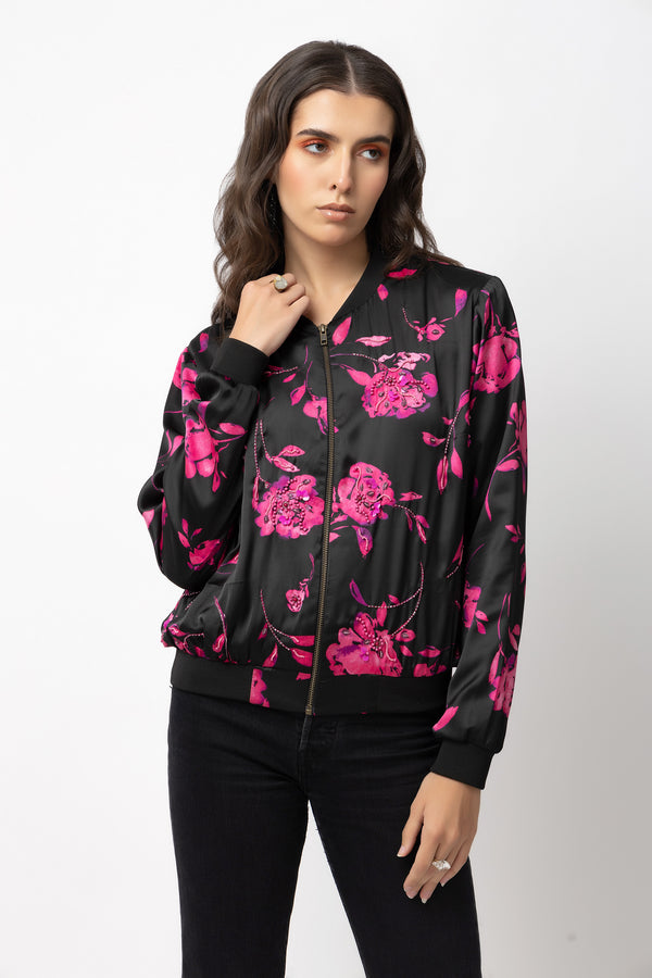 Dahlia Dusk Bomber Jacket - Diwaah.com