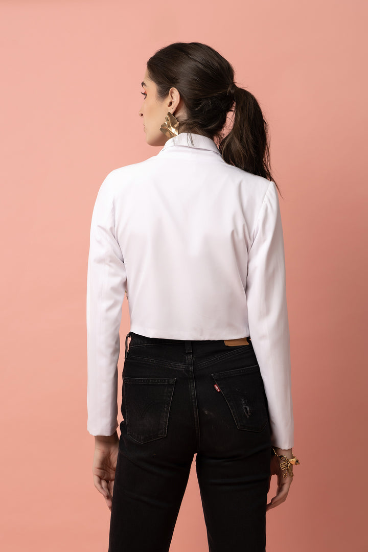 Velencia Ivory White Bomber Jacket - Diwaah.com