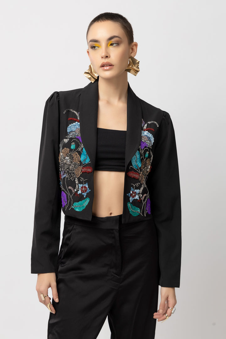 Rose Rebel Black Jacket - Diwaah.com