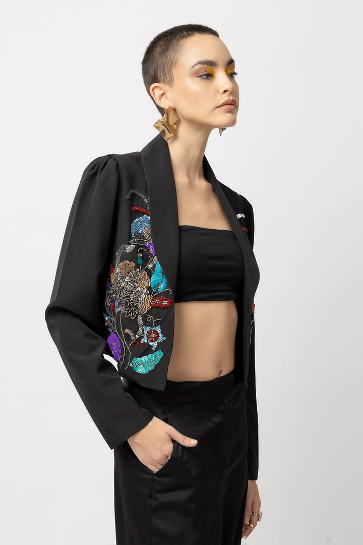 Rose Rebel Black Jacket - Diwaah.com