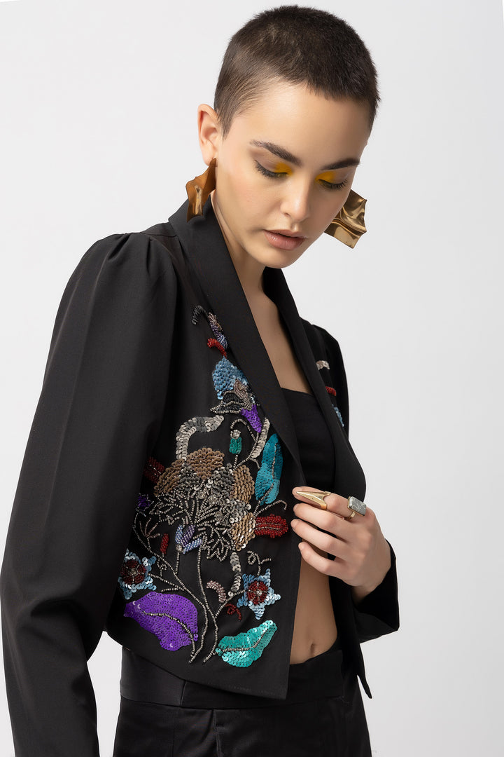 Rose Rebel Black Jacket - Diwaah.com