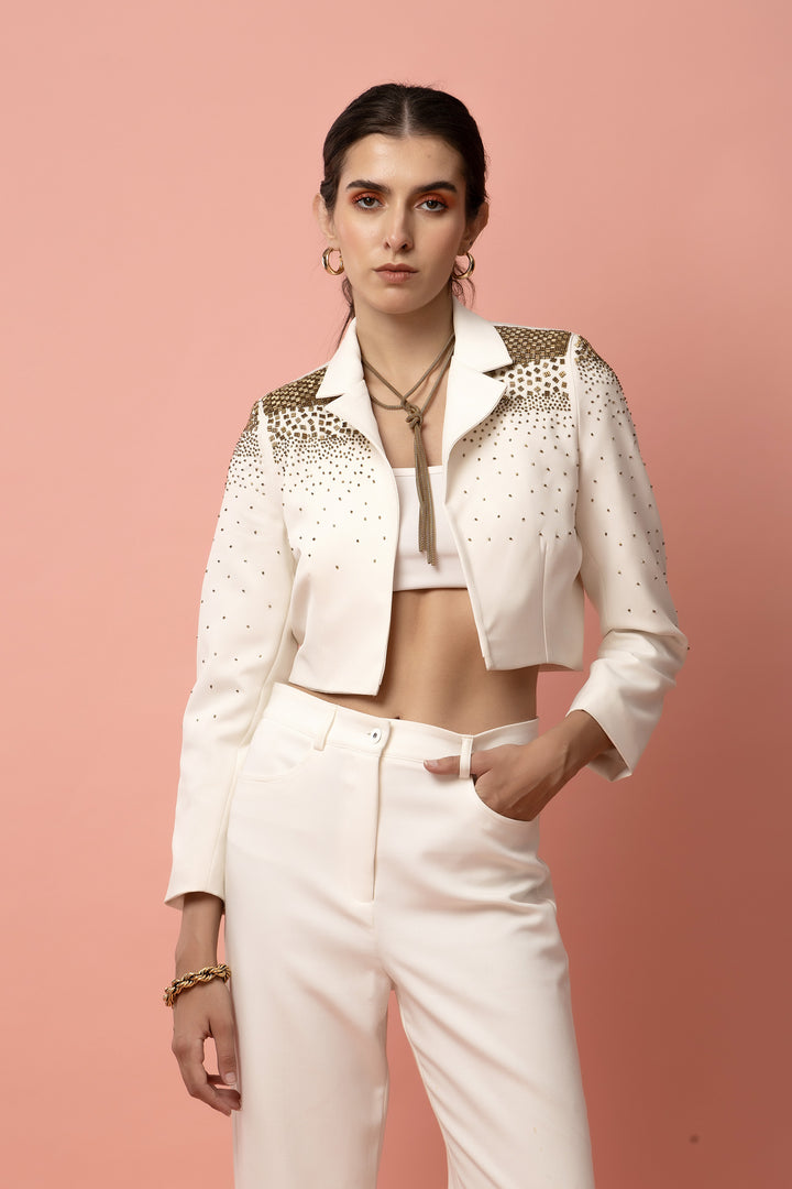 Golden Ember White Jacket - Diwaah.com