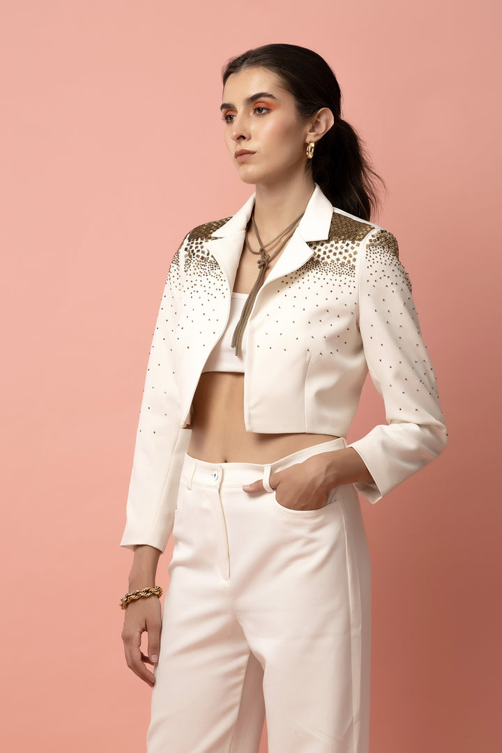 Golden Ember White Jacket - Diwaah.com