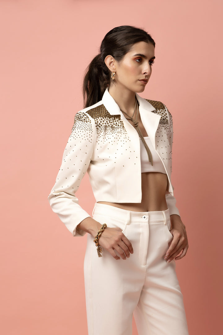 Golden Ember White Jacket - Diwaah.com