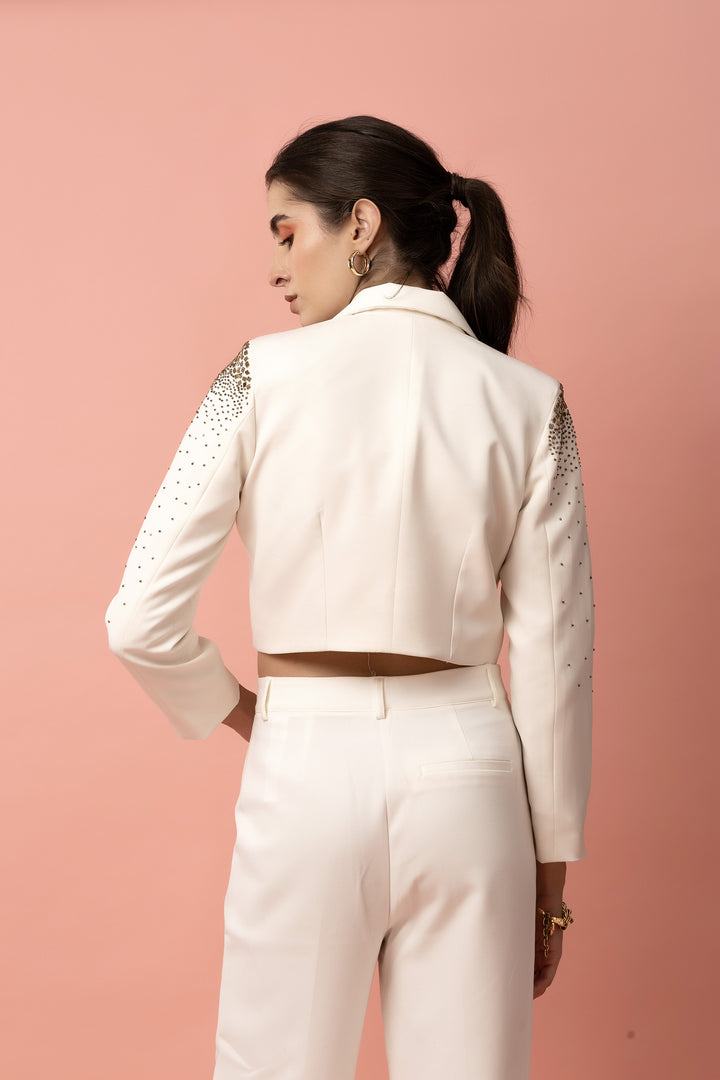 Golden Ember White Jacket - Diwaah.com