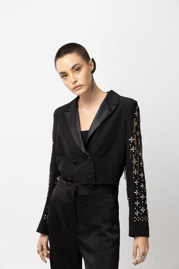 Verdant Vogue Black Jacket - Diwaah.com