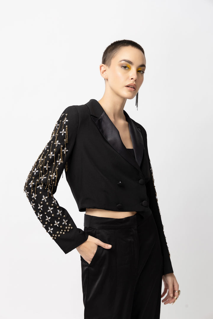 Verdant Vogue Black Jacket - Diwaah.com