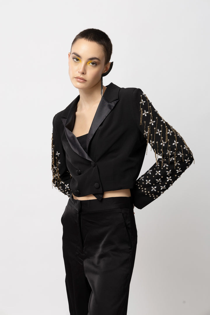 Verdant Vogue Black Jacket - Diwaah.com