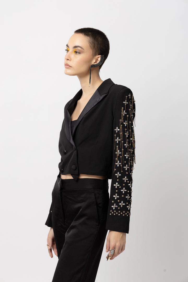 Verdant Vogue Black Jacket - Diwaah.com