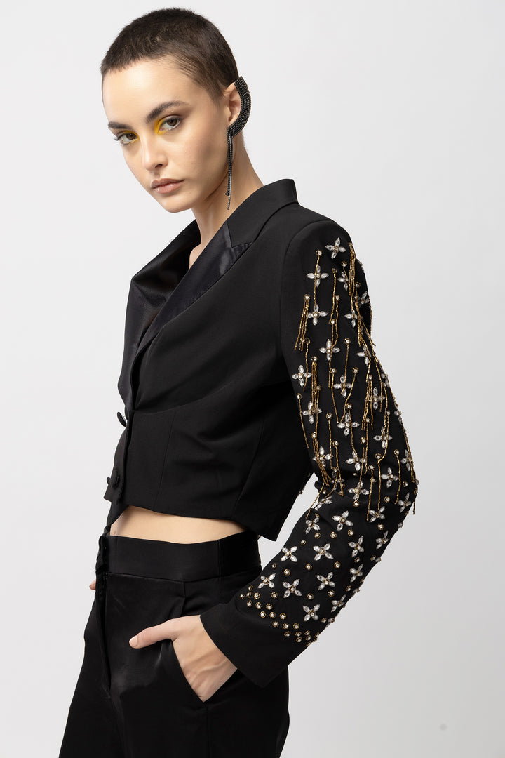 Verdant Vogue Black Jacket - Diwaah.com