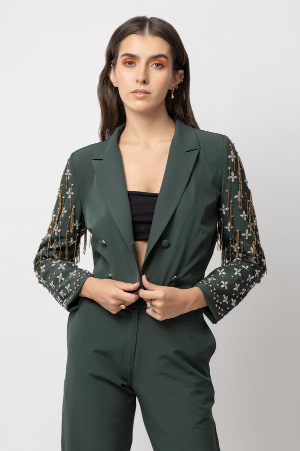 Verdant Vogue Green Jacket - Diwaah.com