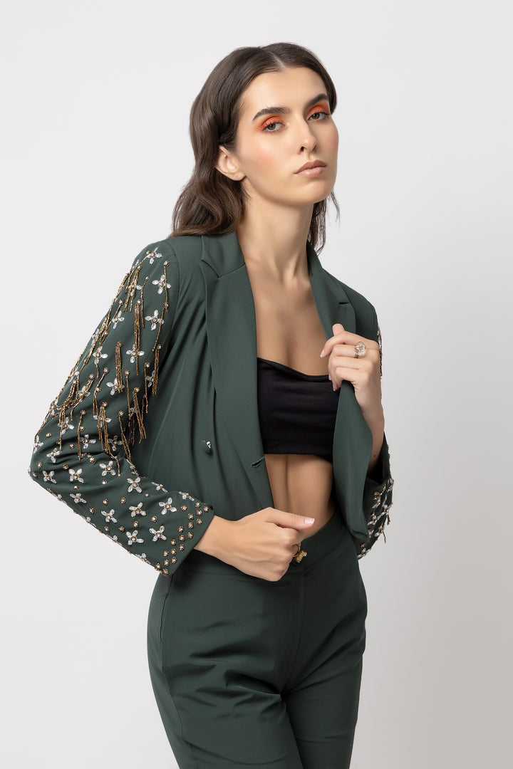 Verdant Vogue Green Jacket - Diwaah.com