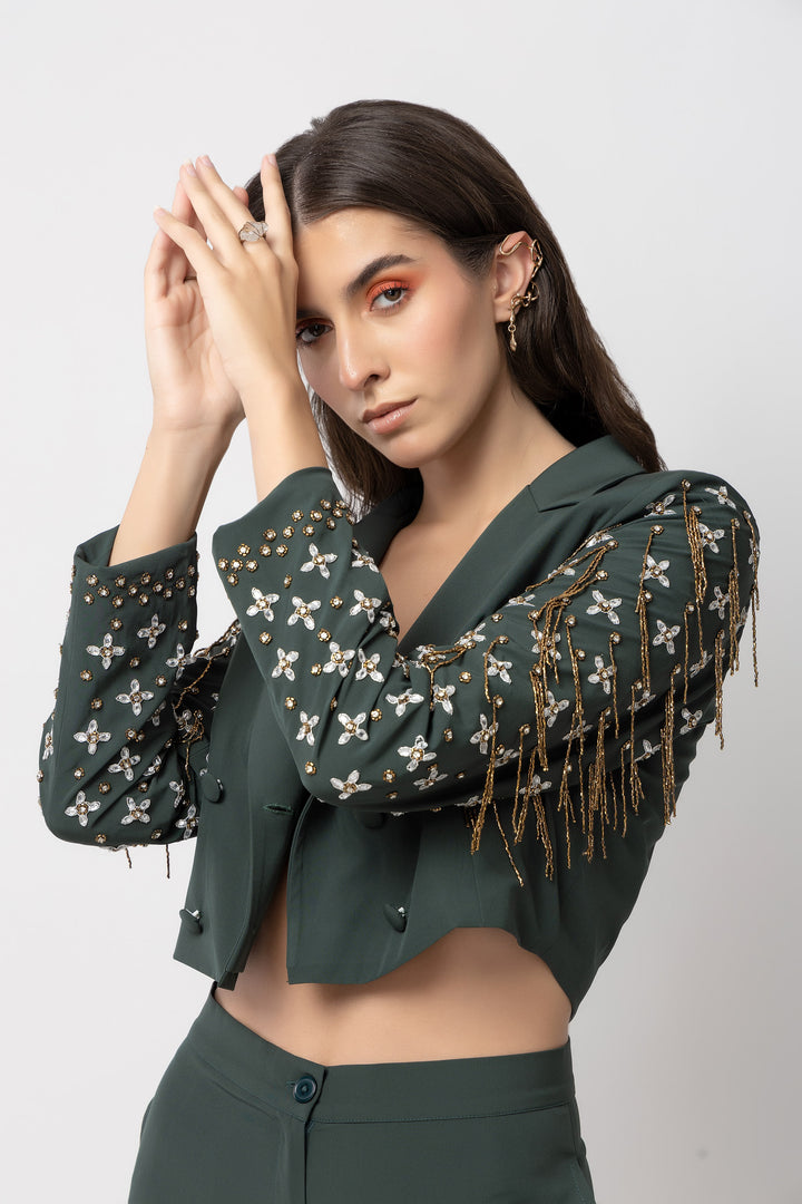 Verdant Vogue Green Jacket - Diwaah.com