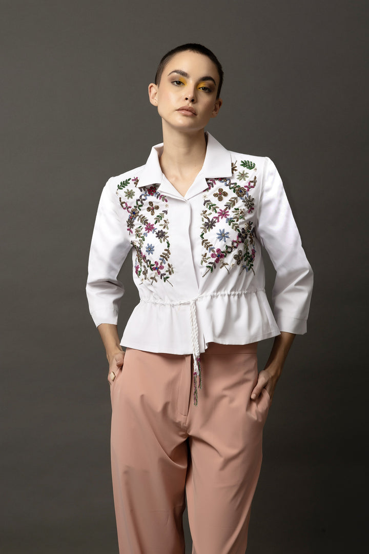 Gardenia Glamour White Jacket - Diwaah.com