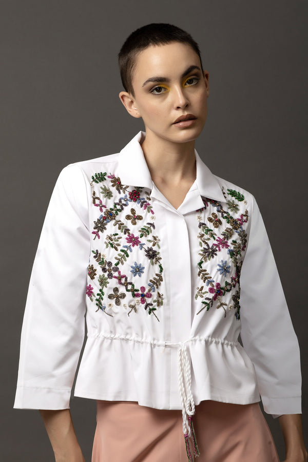 Gardenia Glamour White Jacket - Diwaah.com