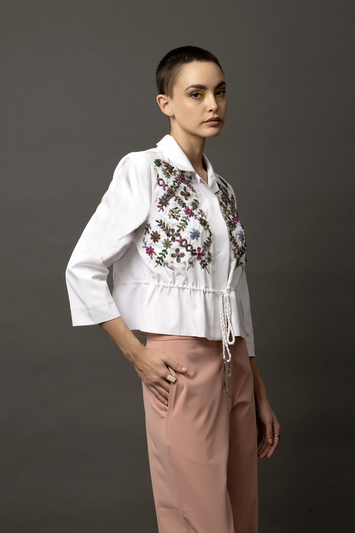 Gardenia Glamour White Jacket - Diwaah.com