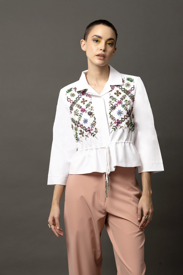 Gardenia Glamour White Jacket - Diwaah.com