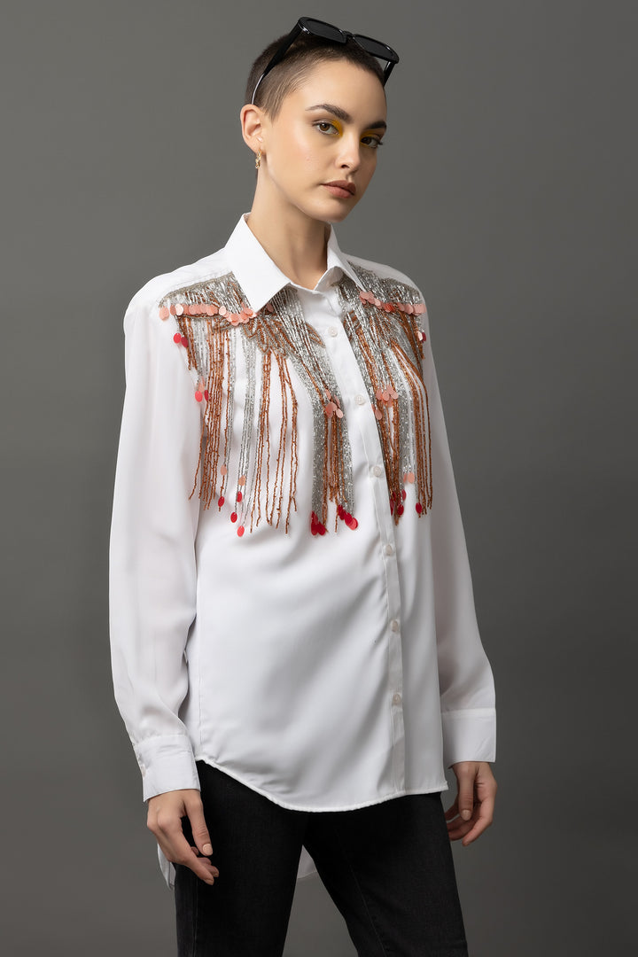 Magnolia White Jewel Shirt - Diwaah.com