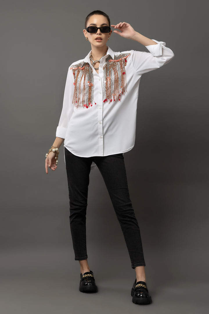 Magnolia White Jewel Shirt - Diwaah.com