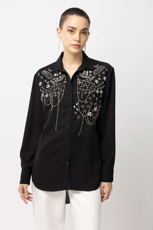 Silver Moonstone Black Shirt - Diwaah.com