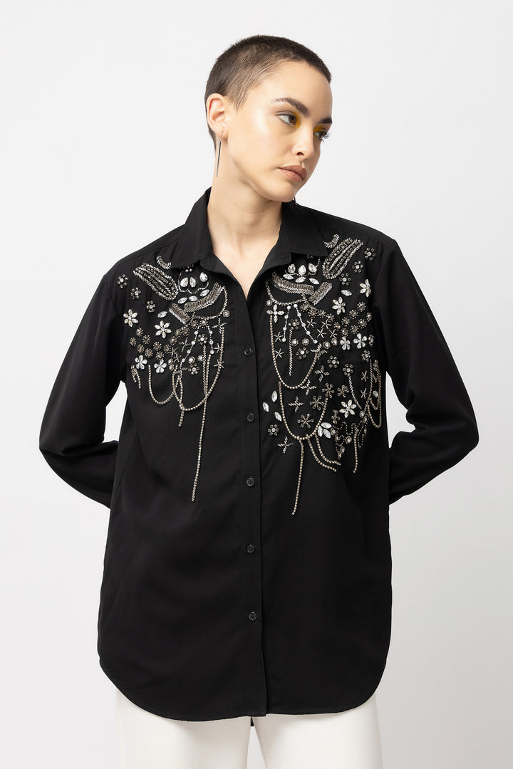 Silver Moonstone Black Shirt - Diwaah.com