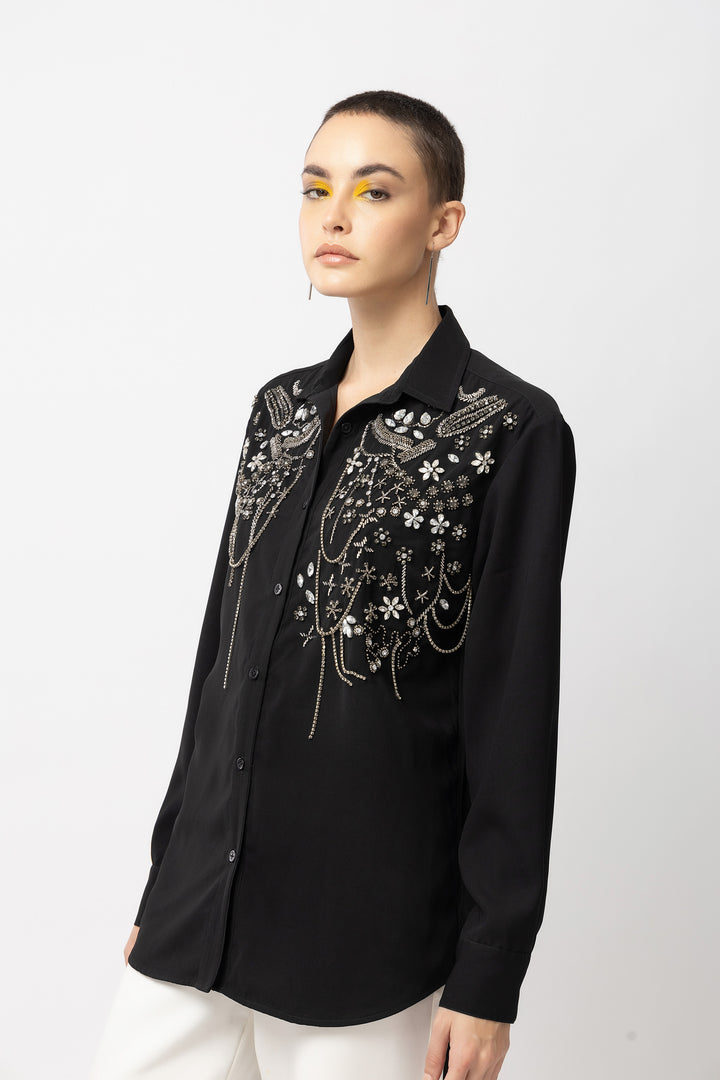 Silver Moonstone Black Shirt - Diwaah.com