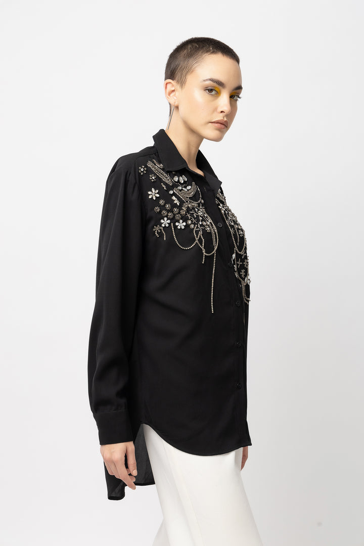 Silver Moonstone Black Shirt - Diwaah.com