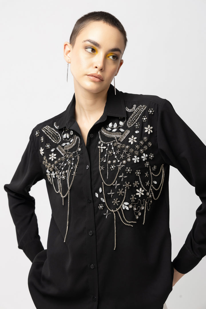 Silver Moonstone Black Shirt - Diwaah.com