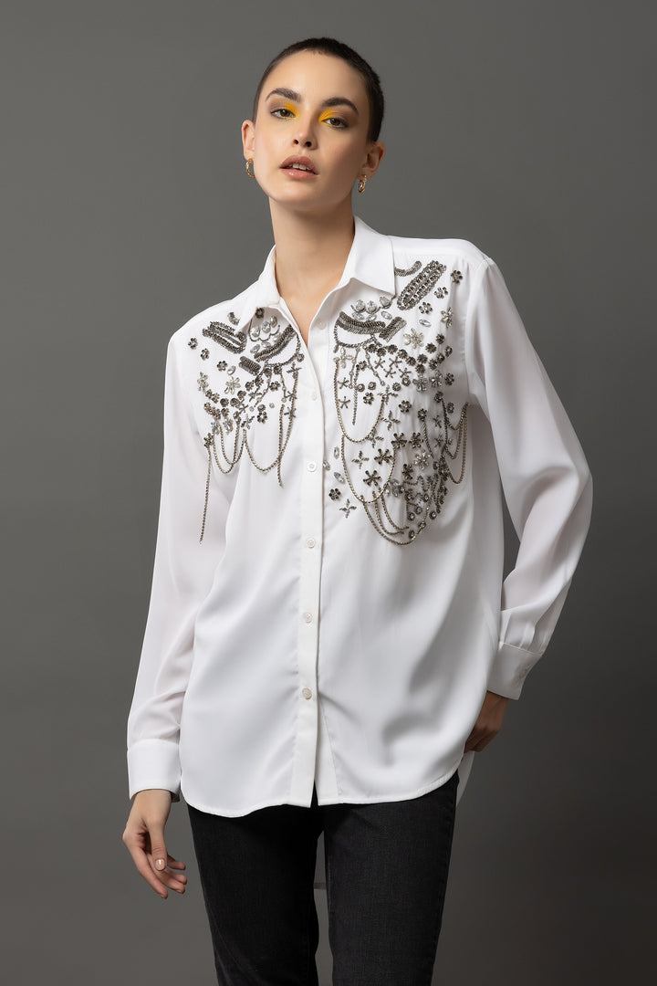 Silver Moonstone White Shirt - Diwaah.com