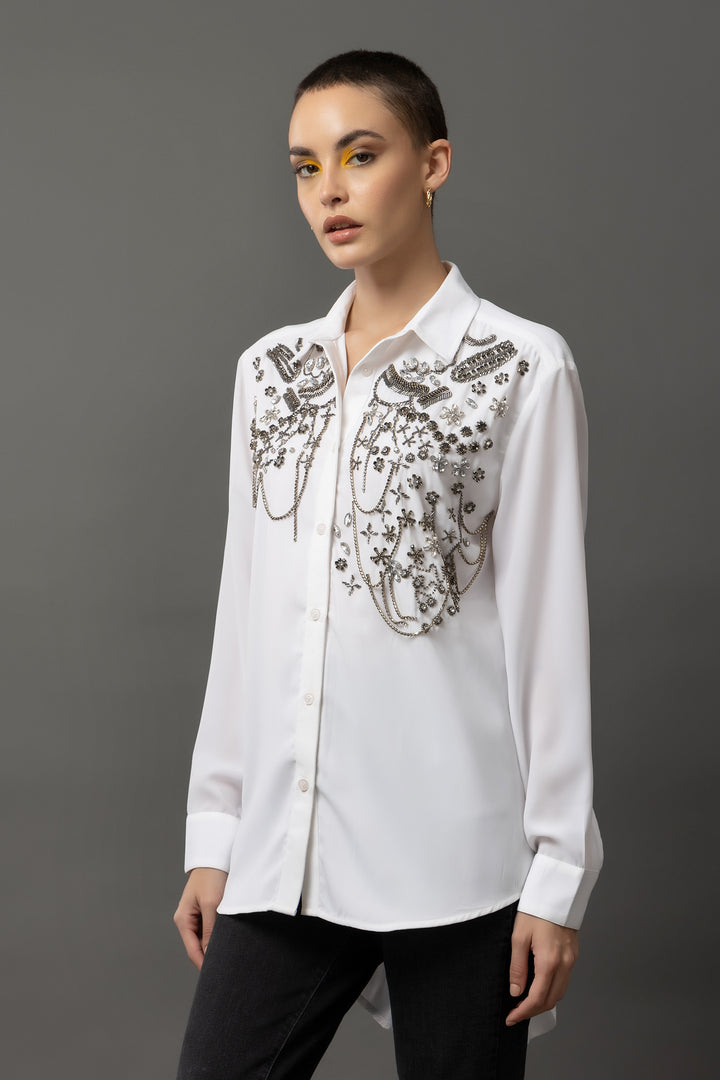 Silver Moonstone White Shirt - Diwaah.com