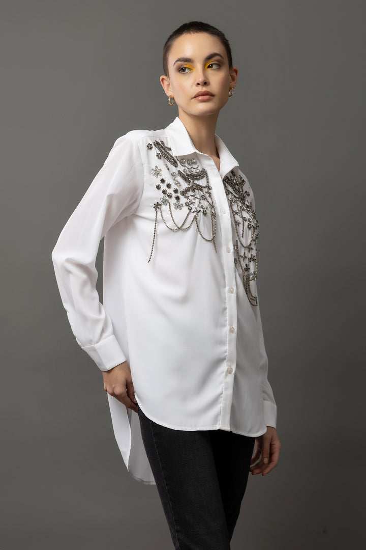 Silver Moonstone White Shirt - Diwaah.com