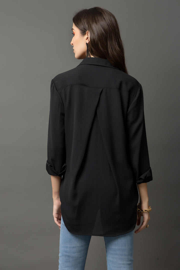 Stellar Embellished Black Shirt - Diwaah.com